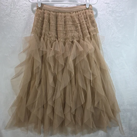 Elegant Tan Tiered Layered Tulle Skirt Size Large NWOT - Picture 2 of 4